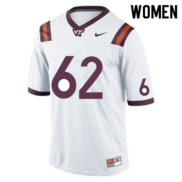 Women #62 Gabe Sesco Virginia Tech Hokies College Football Jerseys Sale-White